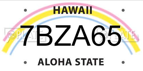 7BZA65 Hawaii License Plate