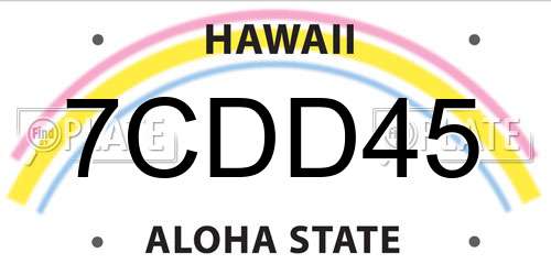 7CDD45 Hawaii License Plate