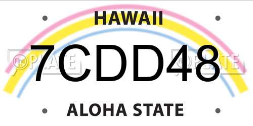 7CDD48 Hawaii License Plate