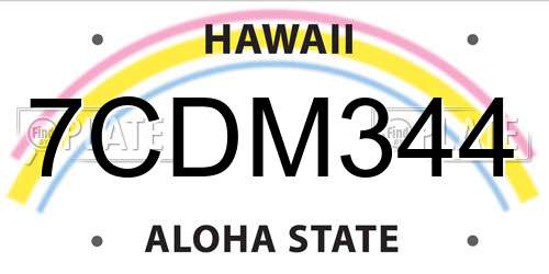 7CDM344 Hawaii License Plate