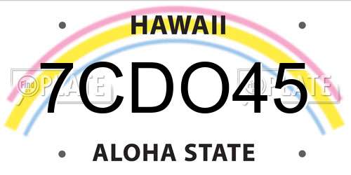 7CDO45 Hawaii License Plate