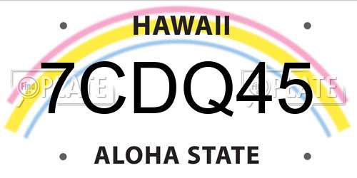 7CDQ45 Hawaii License Plate