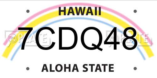 7CDQ48 Hawaii License Plate