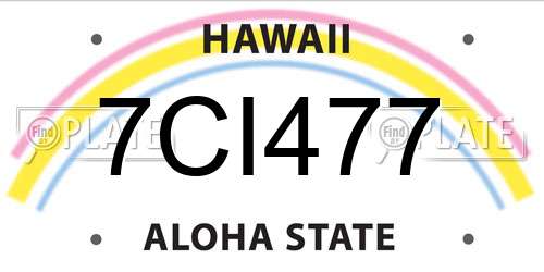 7CI477 Hawaii License Plate
