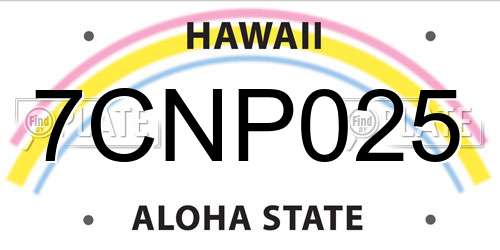 7CNP025 Hawaii License Plate