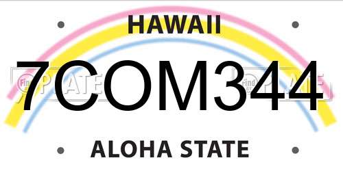7COM344 Hawaii License Plate