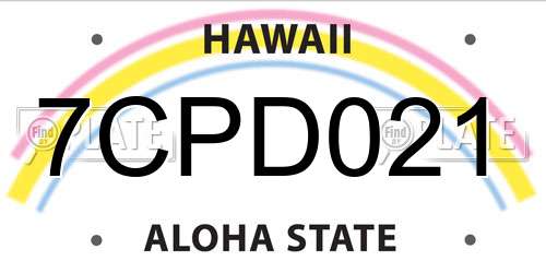 7CPD021 Hawaii License Plate