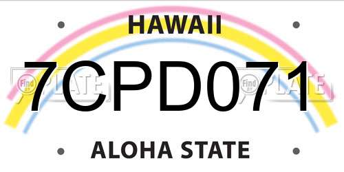 7CPD071 Hawaii License Plate