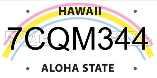 7CQM344 Hawaii License Plate