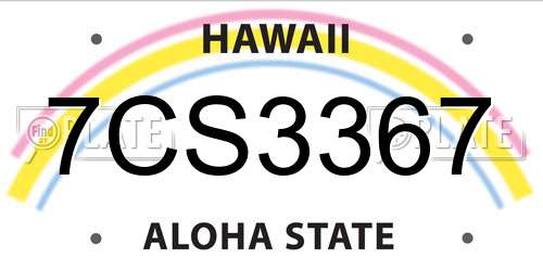 7CS3367 Hawaii License Plate