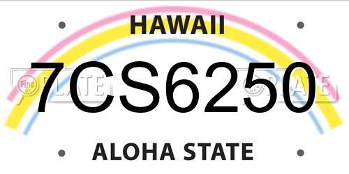 7CS6250 Hawaii License Plate