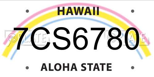 7CS6780 Hawaii License Plate