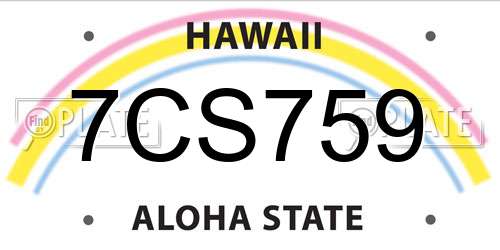 7CS759 Hawaii License Plate