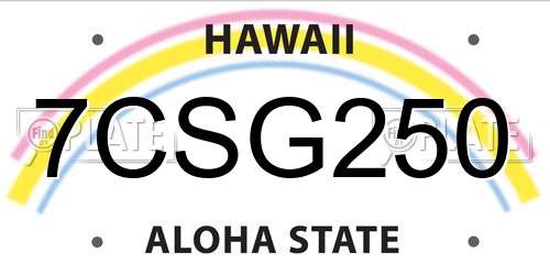 7CSG250 Hawaii License Plate