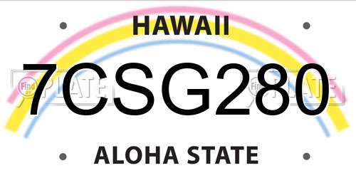 7CSG280 Hawaii License Plate