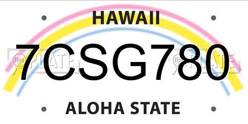7CSG780 Hawaii License Plate