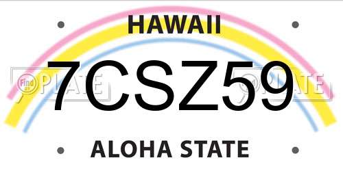 7CSZ59 Hawaii License Plate