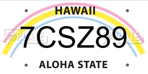 7CSZ89 Hawaii License Plate