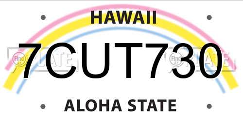 7CUT730 Hawaii License Plate
