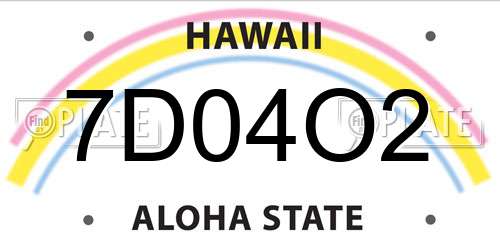7D04O2 Hawaii License Plate