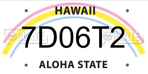 7D06T2 Hawaii License Plate