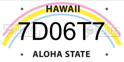 7D06T7 Hawaii License Plate