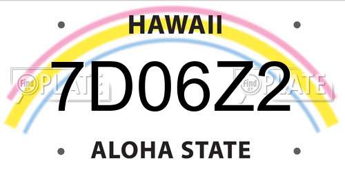7D06Z2 Hawaii License Plate