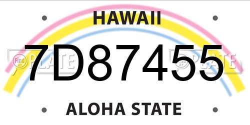7D87455 Hawaii License Plate