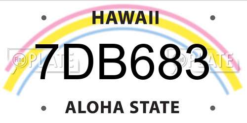 7DB683 Hawaii License Plate