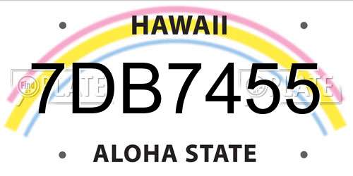 7DB7455 Hawaii License Plate