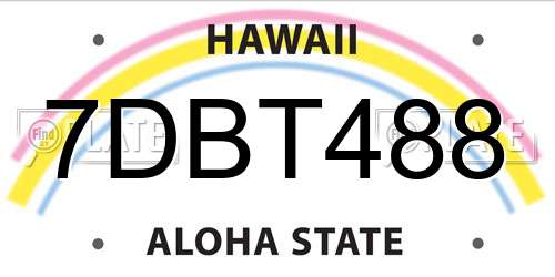 7DBT488 Hawaii License Plate