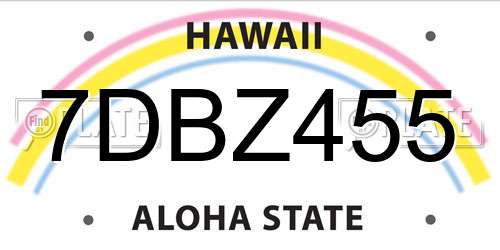 7DBZ455 Hawaii License Plate