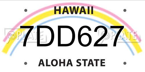 7DD627 Hawaii License Plate