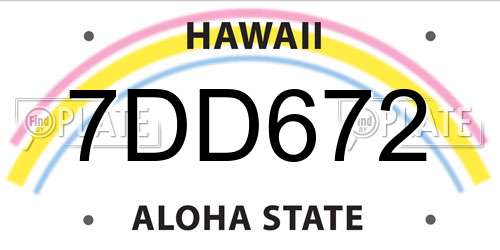 7DD672 Hawaii License Plate