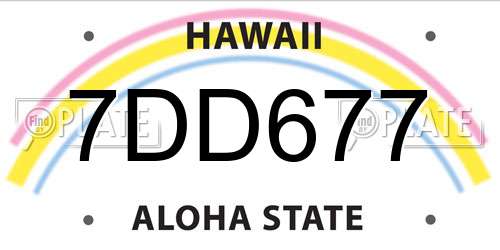 7DD677 Hawaii License Plate