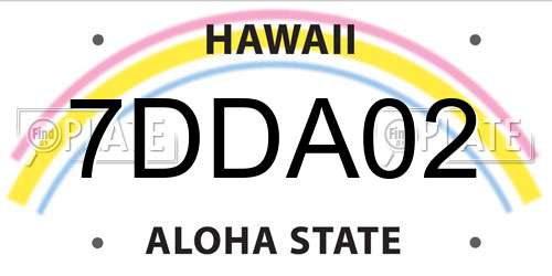 7DDA02 Hawaii License Plate