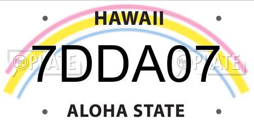 7DDA07 Hawaii License Plate