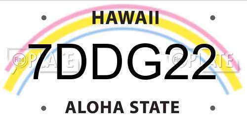 7DDG22 Hawaii License Plate