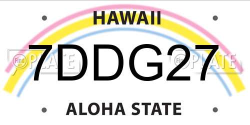 7DDG27 Hawaii License Plate