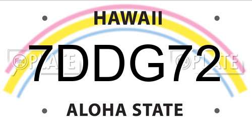 7DDG72 Hawaii License Plate