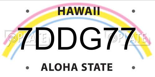 7DDG77 Hawaii License Plate