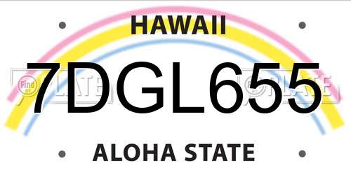7DGL655 Hawaii License Plate