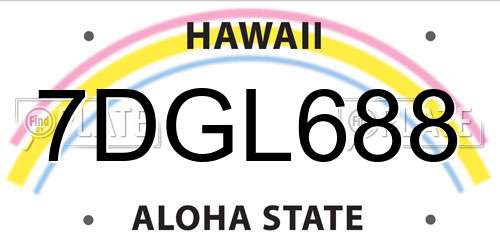 7DGL688 Hawaii License Plate