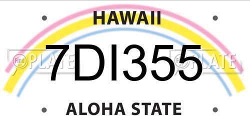 7DI355 Hawaii License Plate