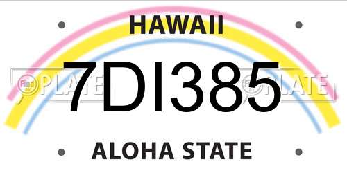 7DI385 Hawaii License Plate