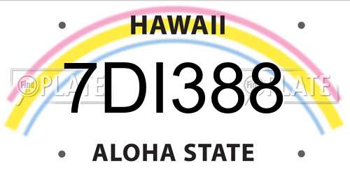 7DI388 Hawaii License Plate