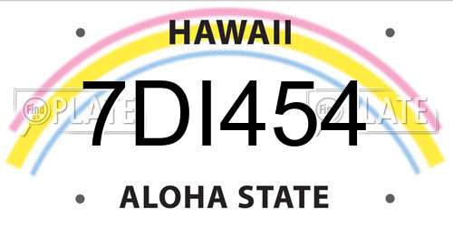 7DI454 Hawaii License Plate