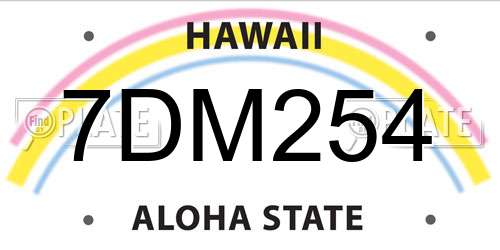 7DM254 Hawaii License Plate