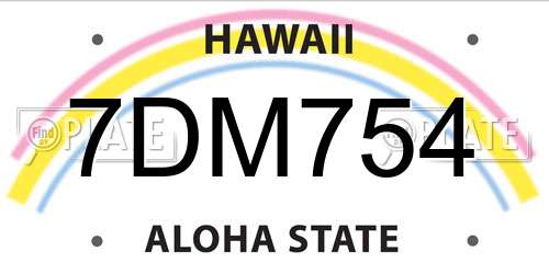 7DM754 Hawaii License Plate