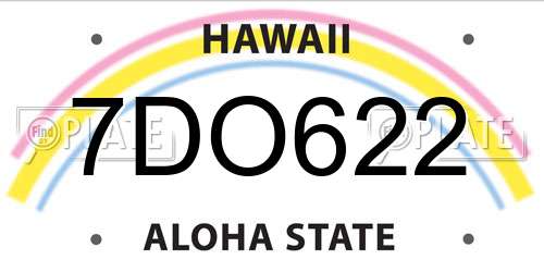 7DO622 Hawaii License Plate